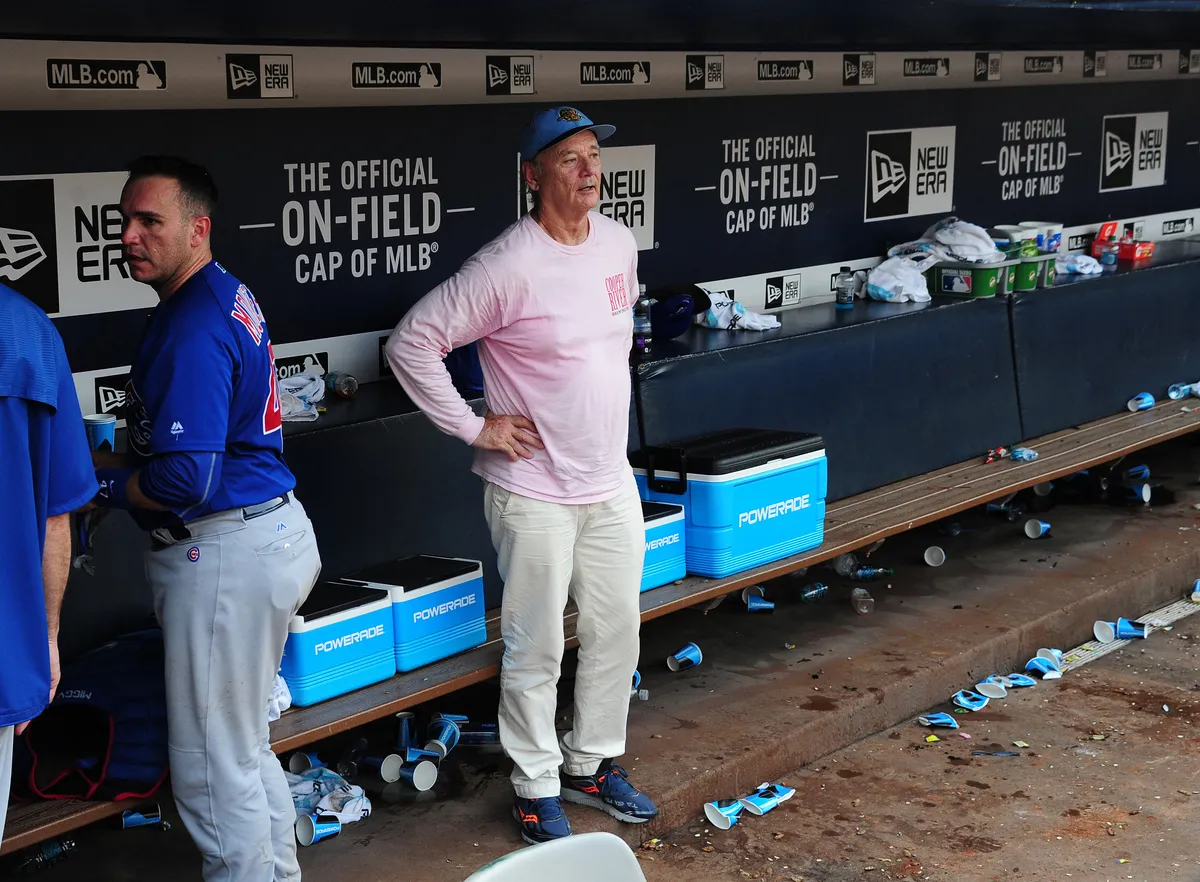 bill murray standing in dugout