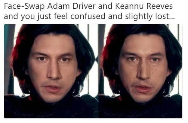 keanu reeves adam driver face swap