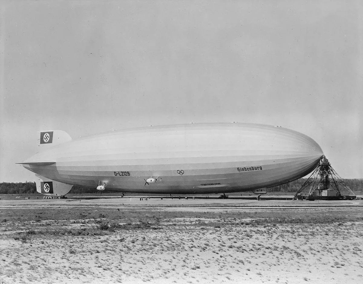 The LZ 129 Hidenberg is parked on the ground.