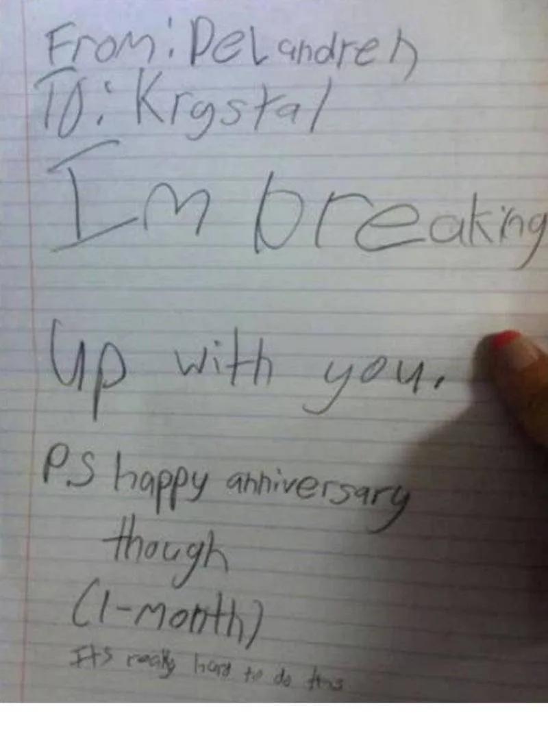 anniversary break up note