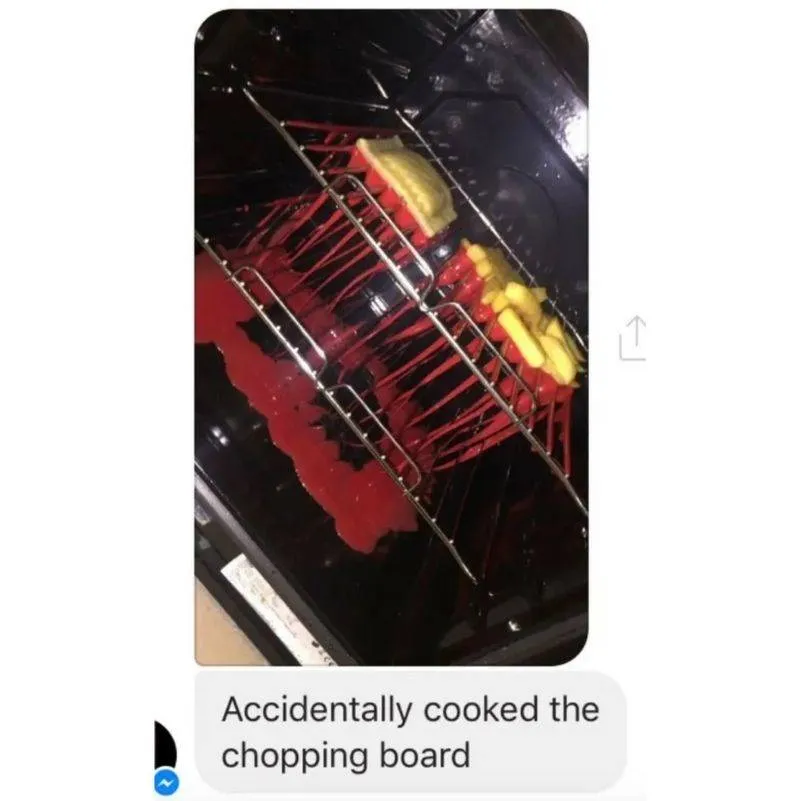 someone melted a tray in the oven by accident 