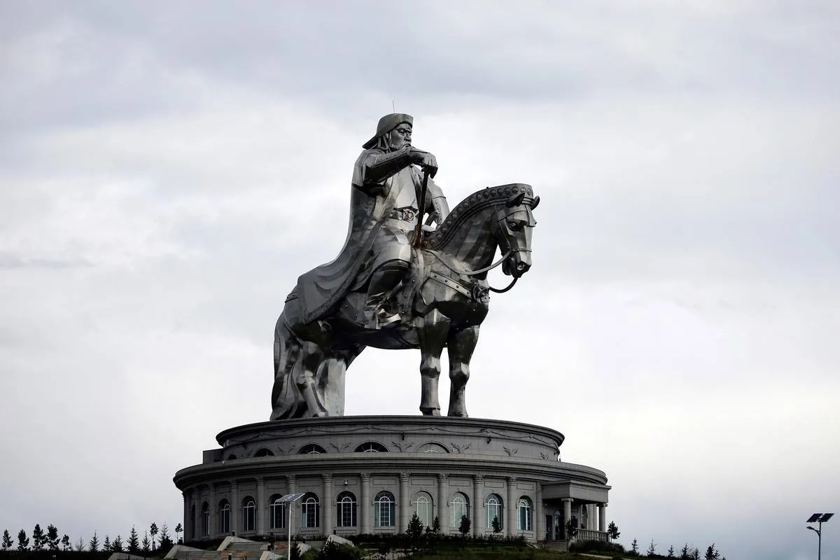 Equestrian statue of Genghis Khan in Mongolia